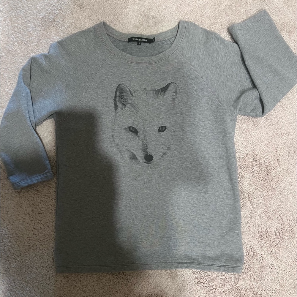 Gray Sweatshirt with Minimalist Fox Design